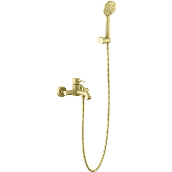 AQ1349BG ЕВРОПА смеситель для ванны с душевым набором, шлиф. золото