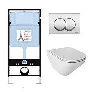 E21775RU-СP Унитаз c инсталляцией Modern Life, сиденье тонкое микролифт, панель для двойного смыва, хром (E36495-NF+E36496-CP+E77725+E77168)