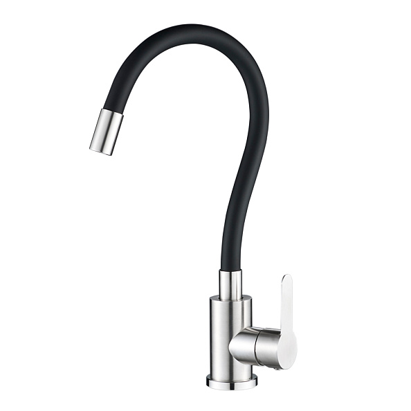 Смеситель для кухни с гибким изливом WesnaArt EKO EKO05-140, сатин/черный