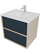 AQ66060-DO-MG Комплект мебели:Тумба 60 см ЛИБРА с раковиной AQ0460-00, 2 ящика,цвет фасадов серый мат, корпус дуб давос