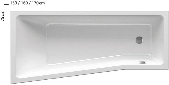 Ванна акриловая ассиметричная RAVAK BEHAPPY II 160х75 R C971000000 (правая)