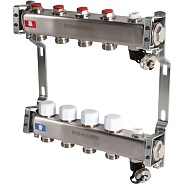 Коллектор Rommer 1"x3/4" на 4 контура с запорными клапанами (нерж. сталь) (RMS-3201-000004)