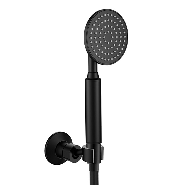 Ручной душ со шлангом и держателем Cezares Eco, черный матовый (ECO-KD-NOP)