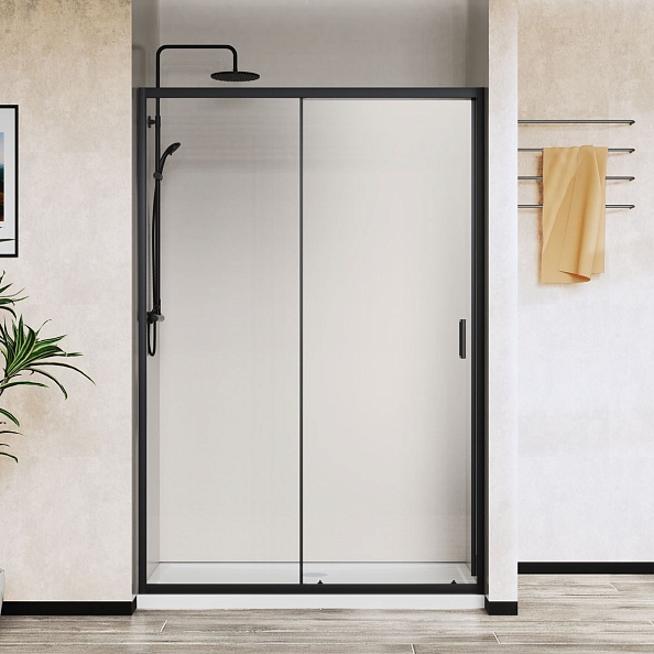 Душевая дверь Vincea City (VDS-5CT110CLB) 1100х1950 мм, черный, стекло прозрачное