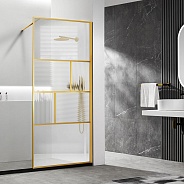 Душевая перегородка Vincea Walk-In (VSW-1HC800CFBG) 800х2000 мм, браш. золото, стекло прозрачное/рифленое