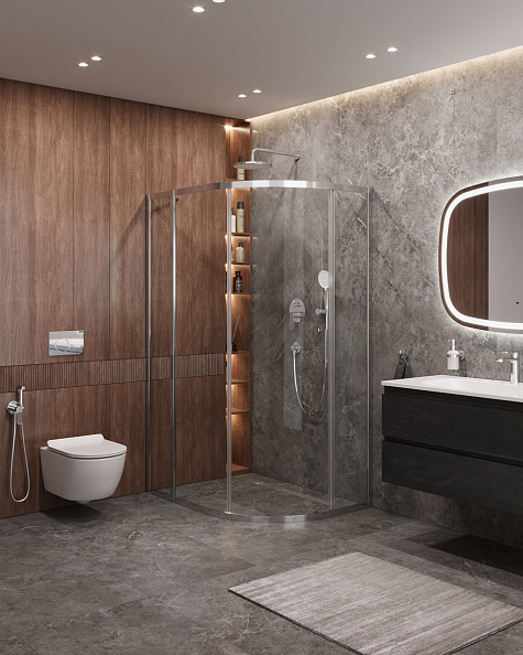 Душевой уголок Cezares Molveno 120x100x195 мм, полукруглый, хром (MOLVENO-RH-1-120/100-C-Cr-IV)