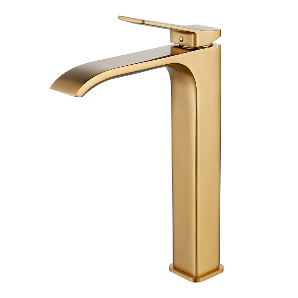 Смеситель для раковины высокий Shevanik S4011G, золотой сатин