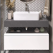 Тумба Velvex подвесная Unit 80, выс. 27, выдв. ящик, белый лед (tp.UNI.80.1Y белый глянец)