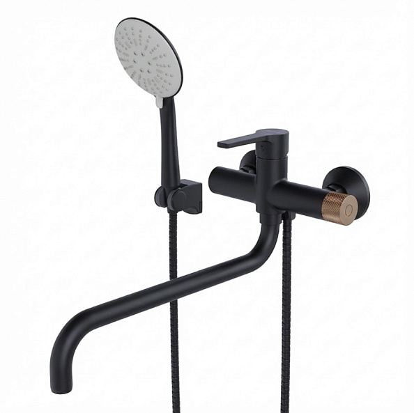 Смеситель для ванны и раковины 35k MIXLINE МЛ23-02(ML23-02) "Раунд" ЧЕРНЫЙ (557902)