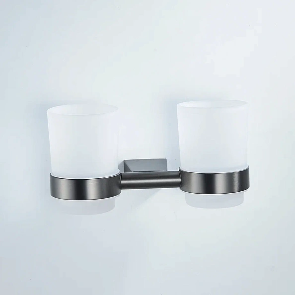 Стакан для ванной комнаты двойной Shevanik SG5722T, оружейная сталь