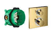 15714990S Set HG Ecostat Square термостатический смеситель для душа (15714990+01800180), полир.золото