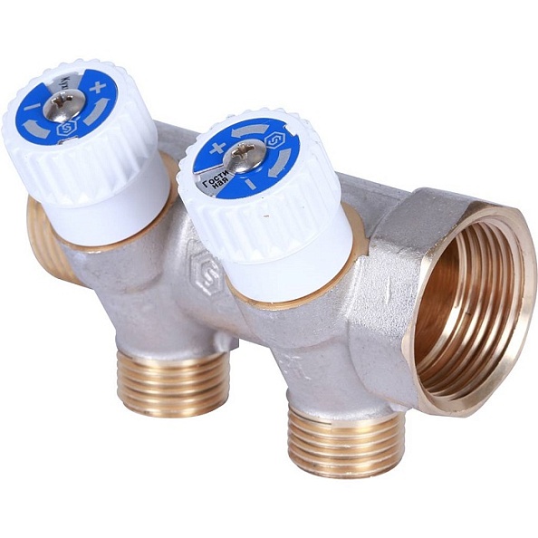 Коллектор распределительный STOUT 1" , 2 отвода 1/2" плоское уплотнение (SMB 6852 011202)