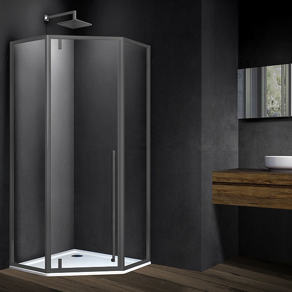 Душевой уголок Vincea Penta (VSP-3P900CLGM) 900х900 мм, вороненая сталь, стекло прозрачное