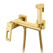 Смеситель Raglo R51.51.03 с гигиеническим душем настенный , сатин золотой