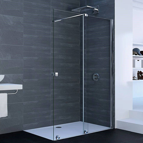 XT0205.069.321 XTENSA Односекционная раздвижная дверь Walk-In 1201-1400 X 2000 мм с неподвижным сегментом, крепление справа, стекло прозрачное