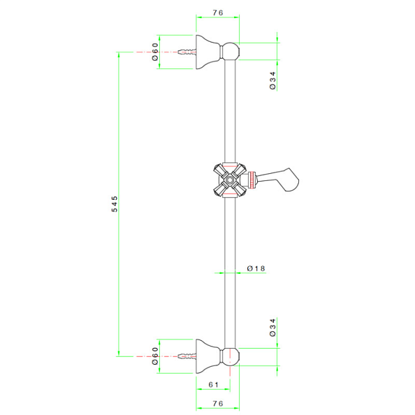 Штанга для душа Nicolazzi Nuova Brenta, 545, бронза (8072 BZ 01)
