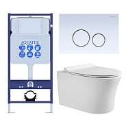 SET AQUATEK НИКА-015 4в1 (рама AQUATEK Standard INS-0000012+крепеж KKI-0000002+клавиша KDI-0000015+унитаз НИКА AQ2009-00 с тонким сиденьем soft-close)