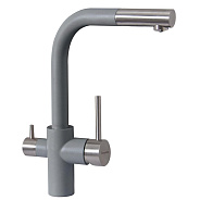 Смеситель для кухни с выдвижным изливом и подключением фильтра Florentina КРИСТАЛЛ 333.32H.2123.307, серый шёлк