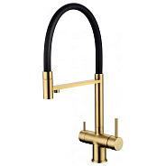 Смеситель для кухни с гибким изливом Grocenberg GB4099MG, матовое золото