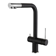 Смеситель для кухни с подключением фильтра Rivelato Lugano 1523513, черный/хром