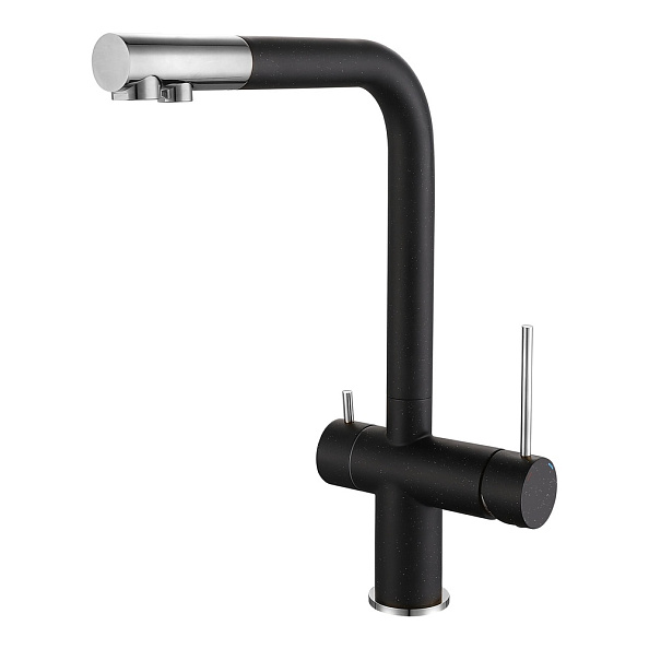 Смеситель для кухни с подключением фильтра Rivelato Lugano 1523513, черный/хром