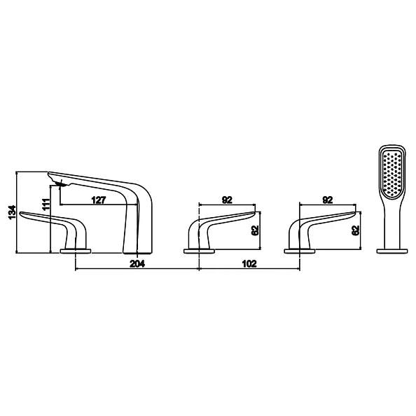 Смеситель на борт ванны Rose R1312H, черный