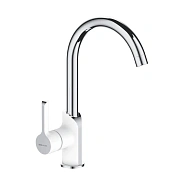 Смеситель для кухни Shevanik S6053F, белый/хром