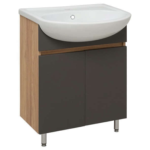 Тумба под раковину Runo графит (под умывальник Уют 60 ) Лада 60 (00-00001165)