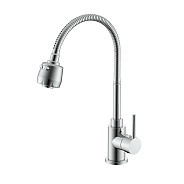 Смеситель Splenka S201.47 для кухни 2-х режимный гибкий поворотный излив, хром