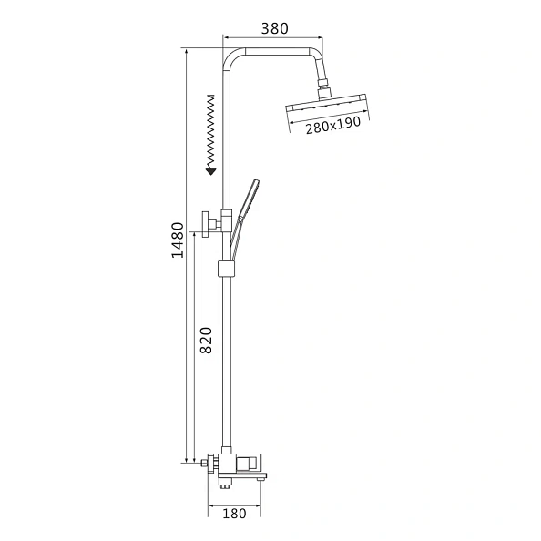 Душевая система Shevanik S9036H, черный