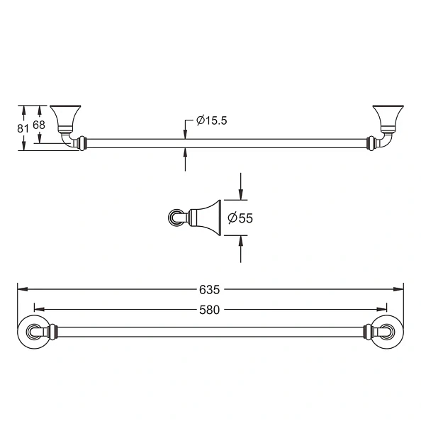 Полотенцедержатель Rose RG1217, хром