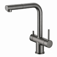Смеситель для кухни с выдвижным изливом и подключением фильтра GAPPO G4397-79, оружейная сталь
