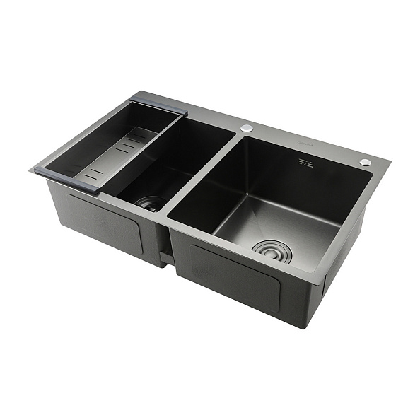 Кухонная мойка с коландером GAPPO GS8350-6, графит