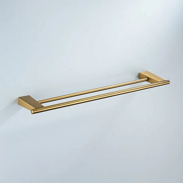 Полотенцедержатель двойной Shevanik SG5727G, золотой сатин