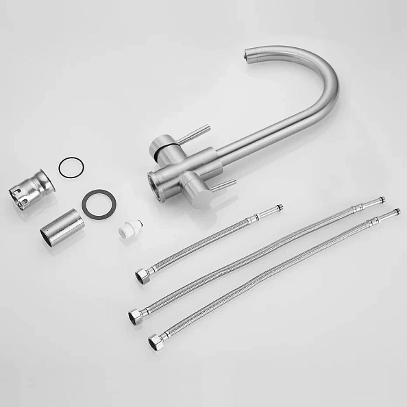 Смеситель для кухни с подключением фильтра Shevanik S168B, сатин