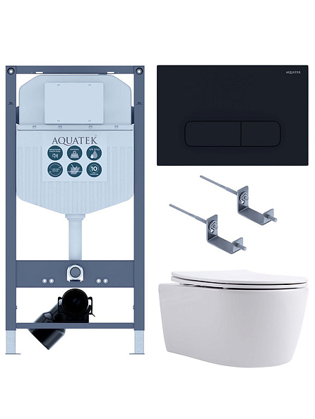 SET AQUATEK ЕВРОПА cmp017/023 (рама AQUATEK INS-0000023, клавиша KDI-0000017, крепеж KKI-0000002 +унитаз ЕВРОПА AQ1106-00 с тонким сиденьем sc)