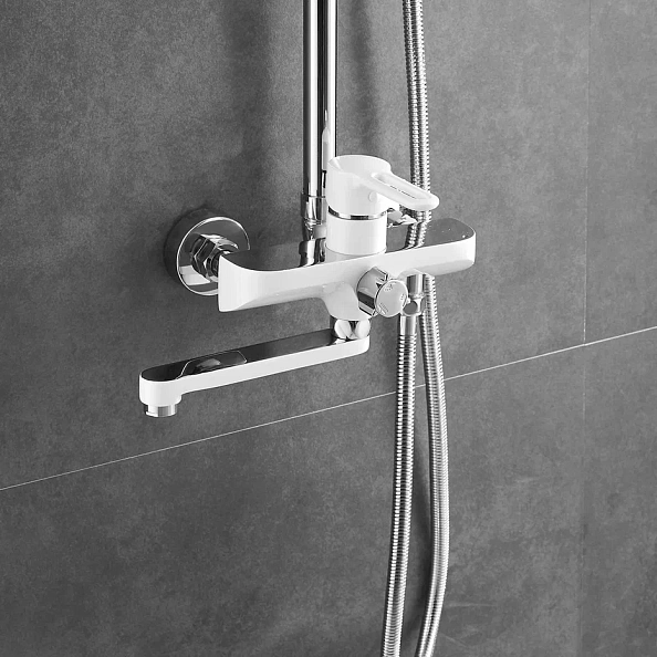 Душевая система Shevanik S8136F, белый/хром