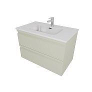 AQ77080-GS Комплект мебели: Тумба 80см ВЕГА с раковиной AQ0480-00, 2 ящика, цвет шалфей зеленый