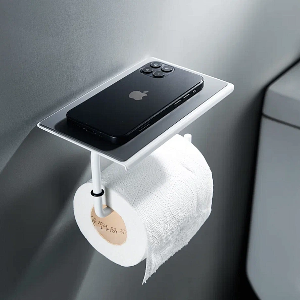 Держатель для туалетной бумаги с полочкой Shevanik SZ15C, белый