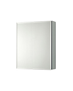 AQ7508-MC Алюминиевый зеркальный шкаф без подсветки 508*660*134, крепеж.Одна зеркальная дверца,две стекл.полки, петли слева