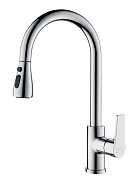 AQ1784CR ЛУГАНО смеситель для кухни с вытяжным изливом 2 jet