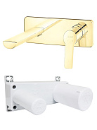 102867606EX-K + 102866601EX LUNA смеситель для раковины настенный (внешняя часть), золото + скрытая часть