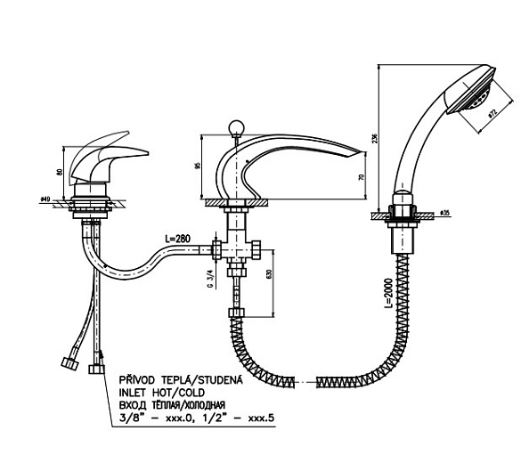 Смеситель на борт ванны Rav Slezak Dunaj D472.5SZ