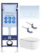Set AQUATEK ЕВРОПА New-013 4в1 (рама AQUATEK INS-0000017+крепление KKI-0000002 +кнопка KDI-0000013 + унитаз AQ1106L-00+тонкое сиденье с механиз)