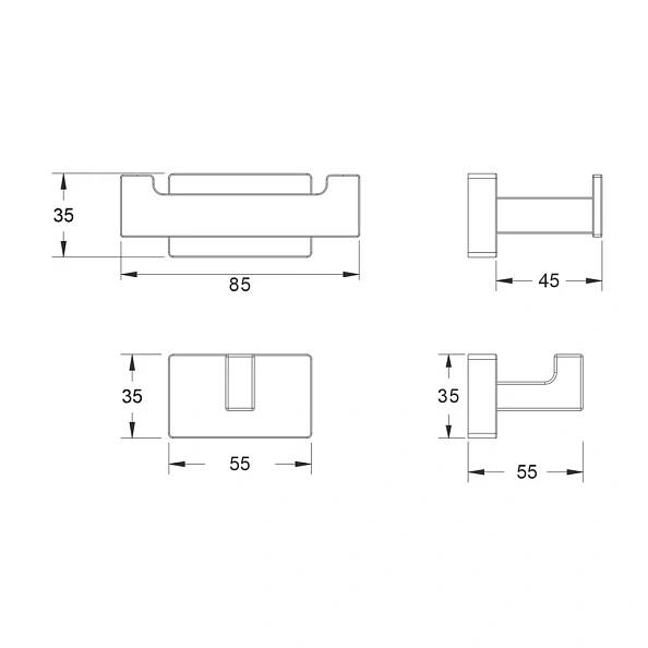 Крючок для ванной комнаты двойной Shevanik SG5621T, оружейная сталь