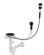 Сифон одинарный  3 1/2" п/авт с круг пер черный