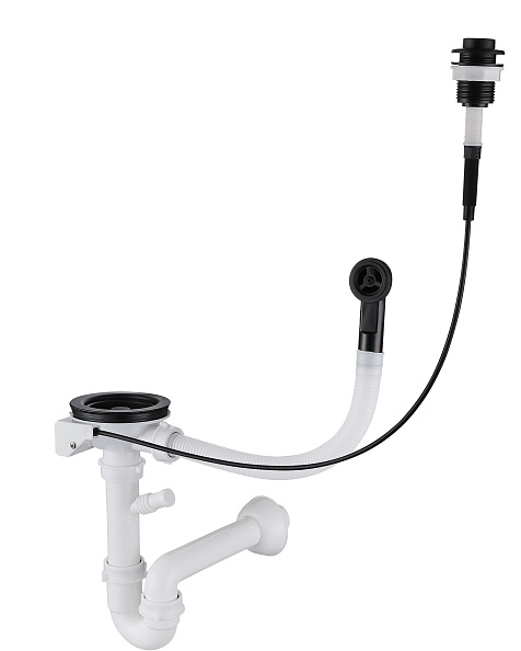 Сифон одинарный  3 1/2" п/авт с круг пер черный