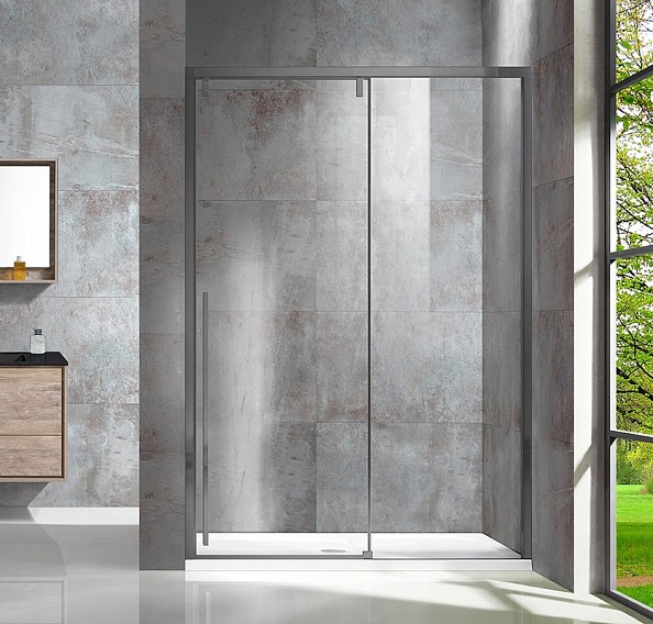 Душевая дверь Vincea Lugano (VDS-1L130CLGM-1) 1300х1950 мм, вороненая сталь, стекло прозрачное