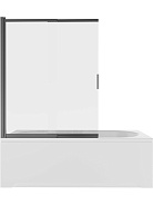 AQ.BSS.100.1BL Шторка на ванну, одноэлементная, поворотная 1000X1500 профиль черный, стекло прозрачное 5мм