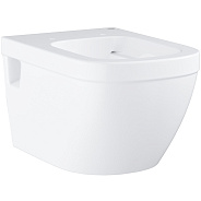 39538000 Euro Ceramic Унитаз подвесной безободковый, каскадный смыв, вид крепеж, альпин-белый